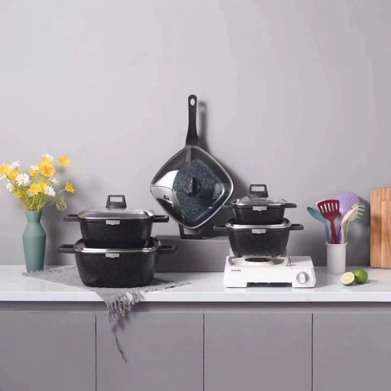 

Square soup non-stick pan set Aluminum pan set Wheat rice set