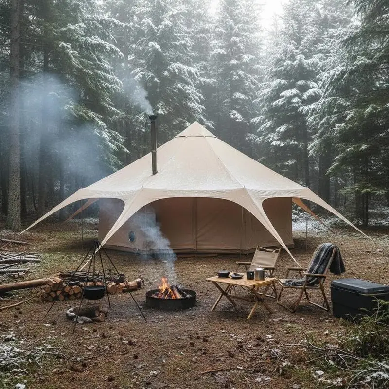 Glockenzelt 5 x 2,8 m Jurtenzelt aus TC-Baumwolle und robusten Eisenstangen mit Oxford-Stoffboden. Campingzelt für 8 Personen, Familienzelt mit 8 Fenstern, Gruppentent für Outdoor-Abenteuer.