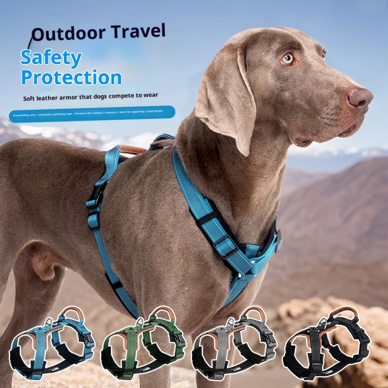 

Upgraded Leather Dog Harness - No-Pull Escape-Proof Vest with Padded Back, Durable Pet Harness for Medium/Large Dogs