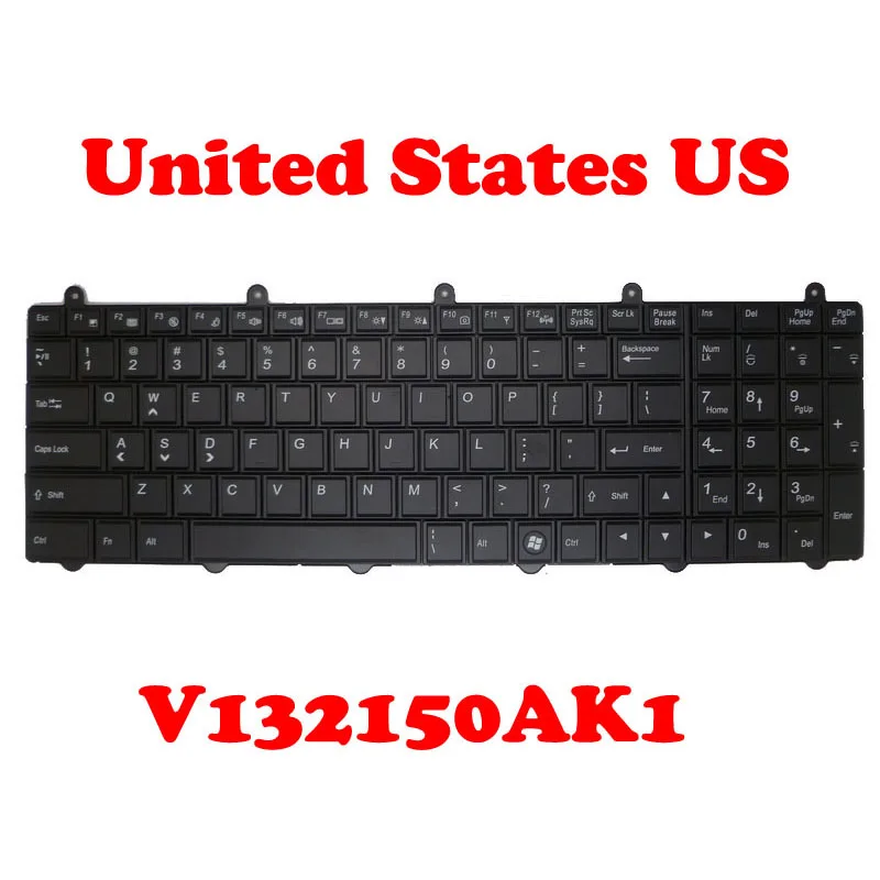 

Клавиатура для ноутбука CLEVO P170EM P150EM V132150AK1 UI 6-80-P2700-011-3, английская, американская, черная, с подсветкой, новая