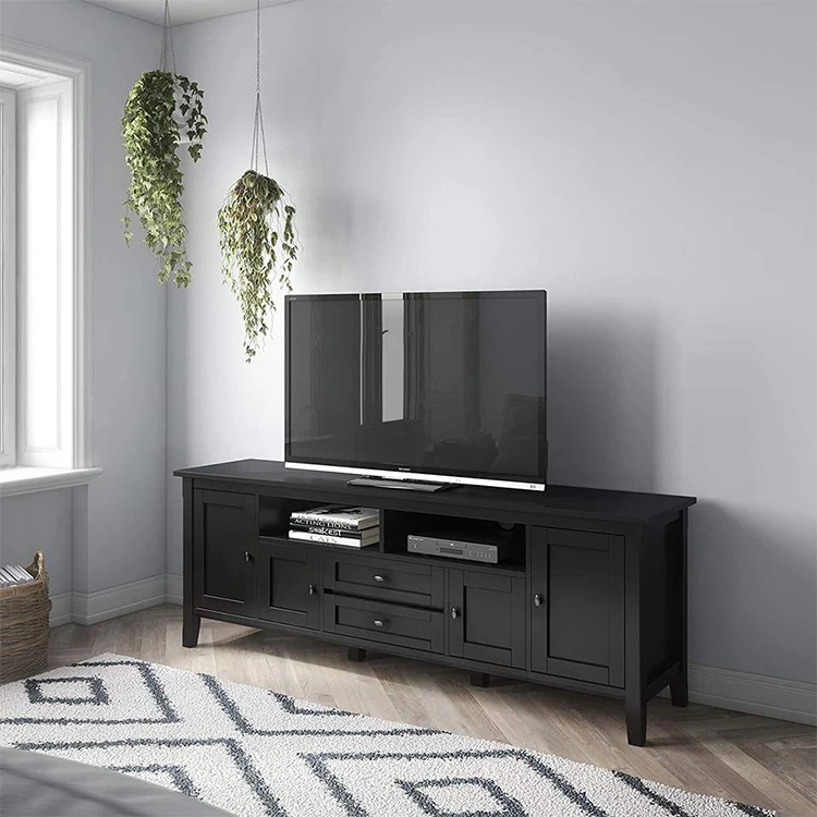 

Z DU'S Solid Wood With Drawer Modern Luxury TV Cabinet For Living RoomZ