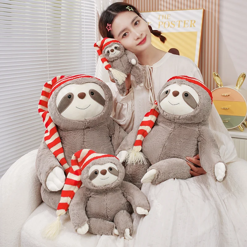 22-80cm New Sloth Plush Toys Soft Animal Stuffed Plush sloth With Hat DollsToy Birthday Xmas Gift toy