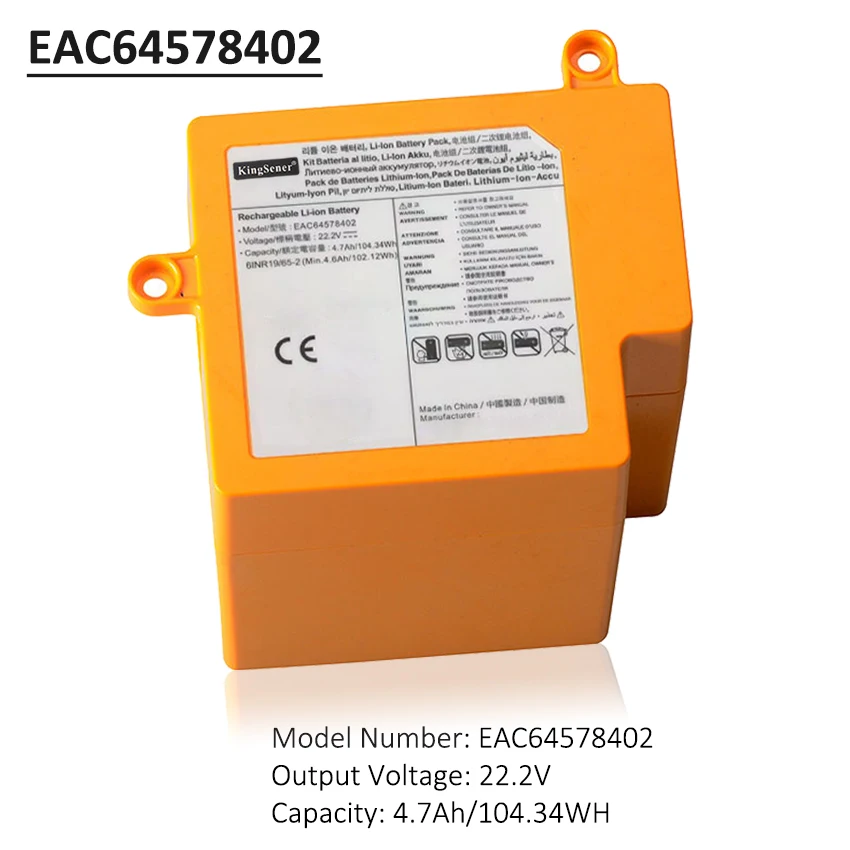 KingSener 22.2V 104.34WH EAC64578402 EAC64578401 For LG R9 R9MASTER Vacuum Cleaner Rechargeable Battery EAC63419402 EAC63419403