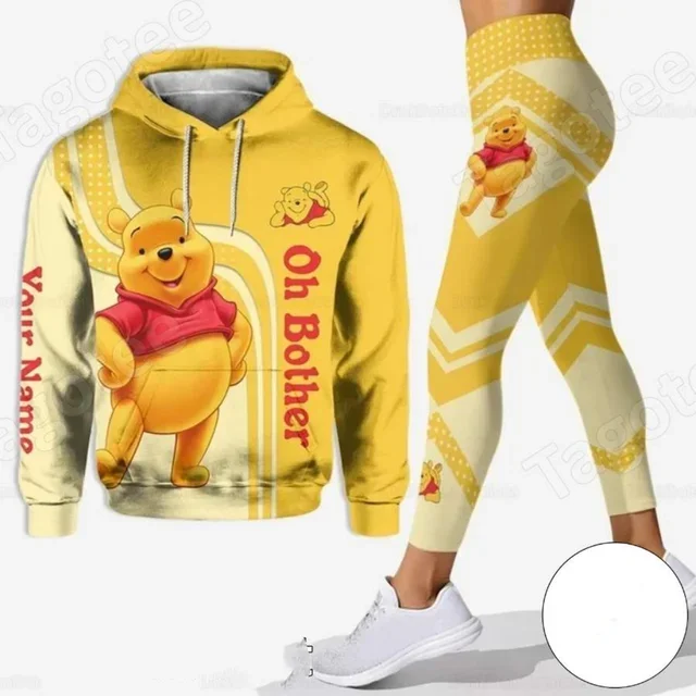 

New Personalized Disney Winnie the Pooh 3D Women's Hoodie and Leggings Suit Winnie Yoga Pants Sweatpants Fashion Sports Suit Set