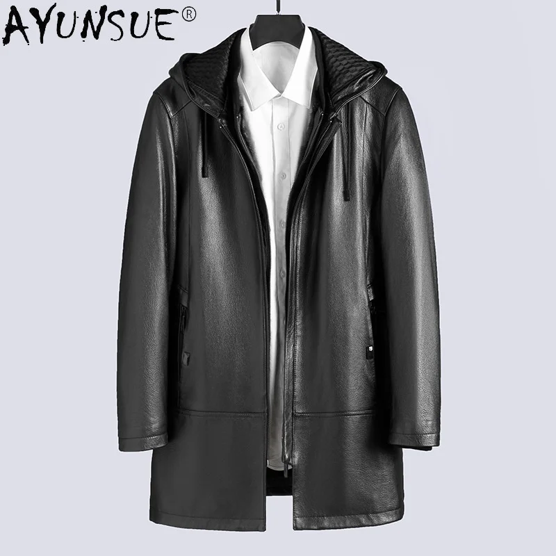 

AYUNSUE 100% Genuine Leather Jacket Men Winter 2024 Men's Goat Skin Parkas Hooded Real Mink Fur Liner Coat Male Chaquetas Gxy258