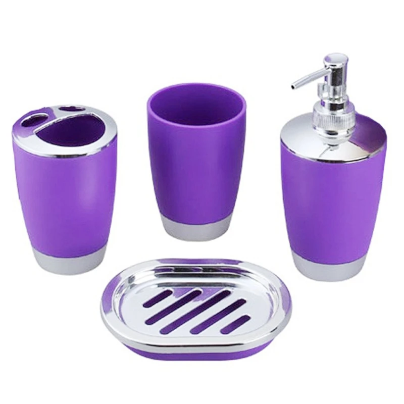 Bathroom Accessories Set 4 Pieces, Bath Set Tumbler Set Toiletries Toothbrush Holder Bathroom Set