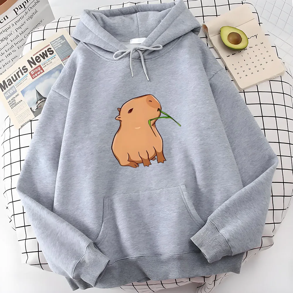 Boy Unisex Fashion Harajuku Graphic Hooded Pullover Funny Capybara Print Hoodies for Teen Girls Kawaii Cartoon Top Sweatshirts