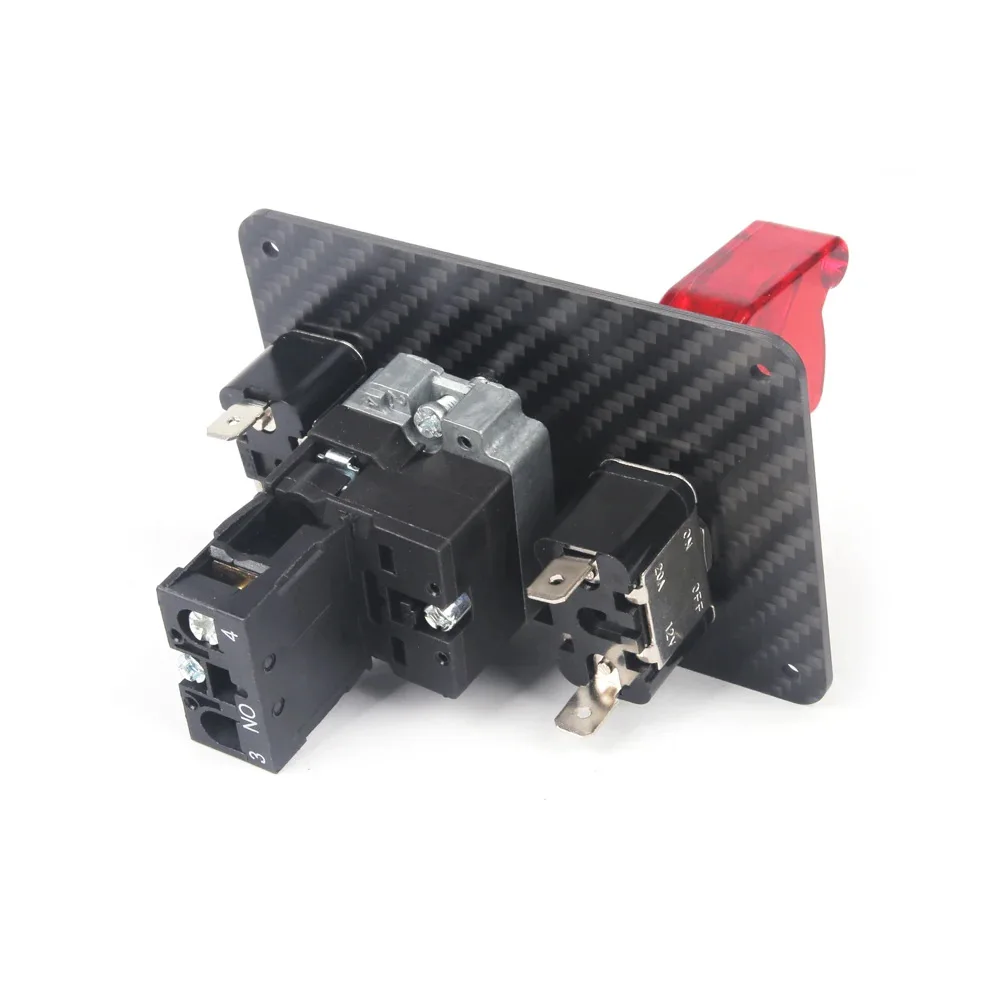 Interruptor de encendido de arranque con un solo clic LED automotriz, panel de interruptor modificado con combinación de patrón de fibra de carbono