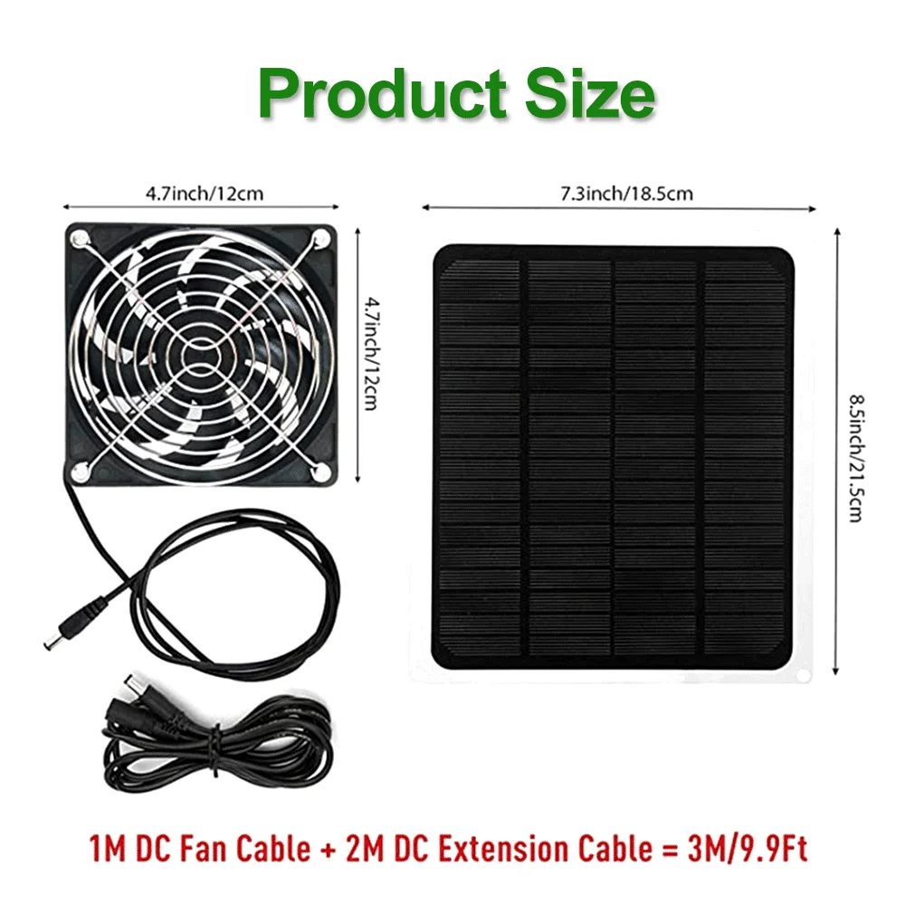 10w Solar panel Lüfter-USB/DC-kompatibel-Metalls chutz schild-2m DC verlängern Leitung-langlebiges batterie wasserdichtes Design