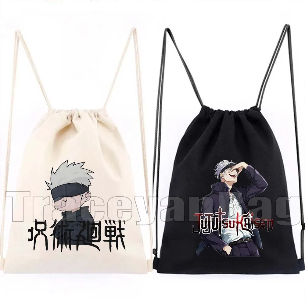 

Аниме Gojo Saturo Jujutsu Kaisen Аниме Sukuna Подарки для фанатов Satoru Милый мультфильм Холст Сумка на шнурке Футбольные рюкзаки Спортивный рюкзак