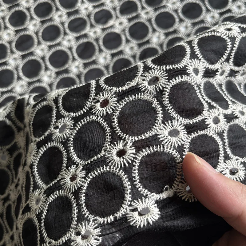 

New cotton openwork embroidery lace fabric, flat embroidery, handmade fashion, household items, wedding wear, decorative fabrics