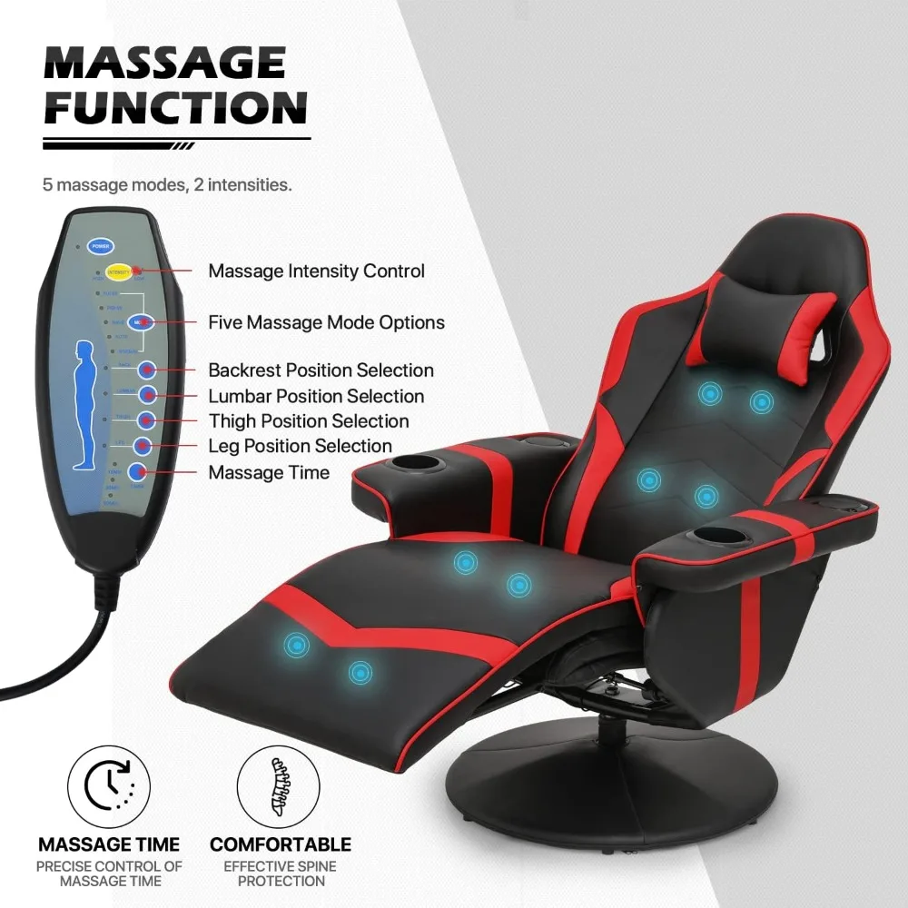 Massage Gaming Liegestuhl PU Leder Faulenzen Video Gaming Couch Verstellbare Rückenlehne Wohnzimmer, Gaming Liegestühle