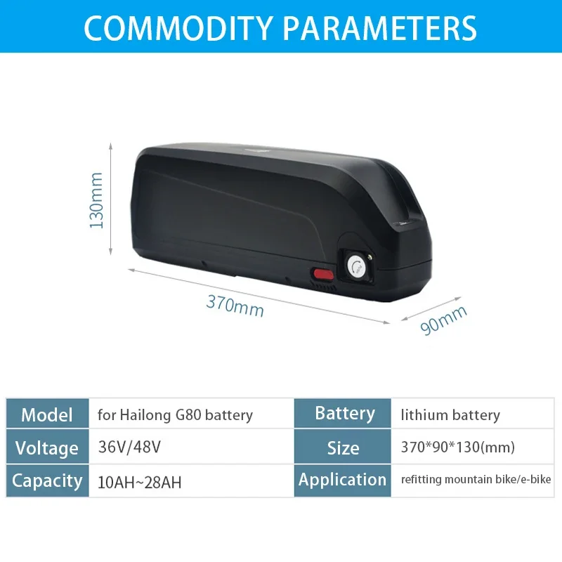 36V/48V 20Ah rechargeable lithium battery, for Hailong G80 plus modified mountain bike to replace lithium-ion battery