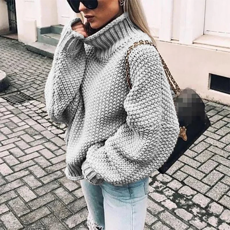 Pullover Frauen 2024 Neue Mode Herbst Winter Europa Neue Dicke Linie Gerollt Rand high-neck Fledermaus Ärmel Pullover Kleidung HHX 146