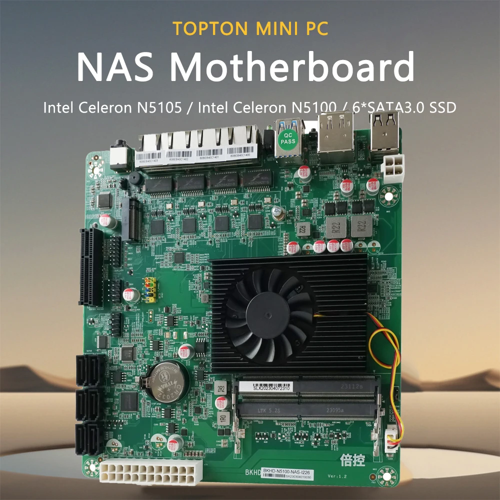 N5105 Industrial Motherboard NAS 4 Cores 4 Threads Low Power Processor 4x2.5G i226 Network M.2 Slot 6xSATA Nas Mainboard Mini Pc