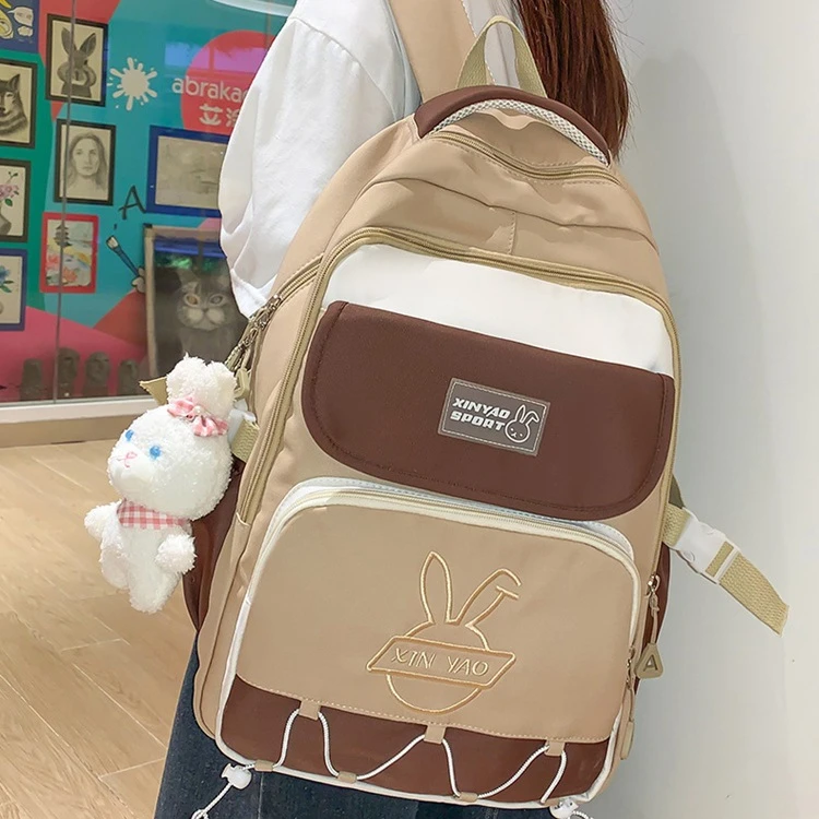 Mochila escolar de gran capacidad para estudiantes de secundaria, bolso de hombro femenino, mochila escolar de moda, nueva