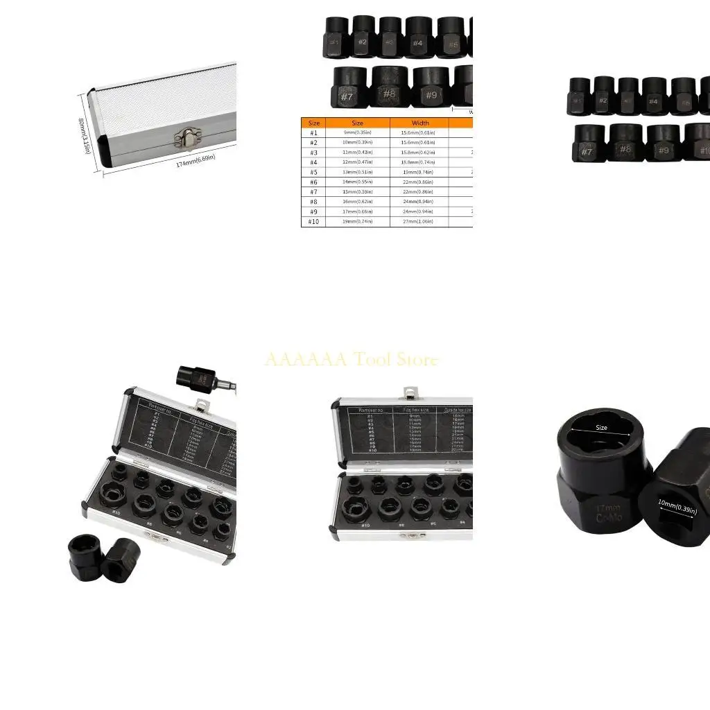 

A2BE 10PCS Удаленное поврежденное болтовое снятие винта с удалением набора для удаления набора для удаления болтовой гайки