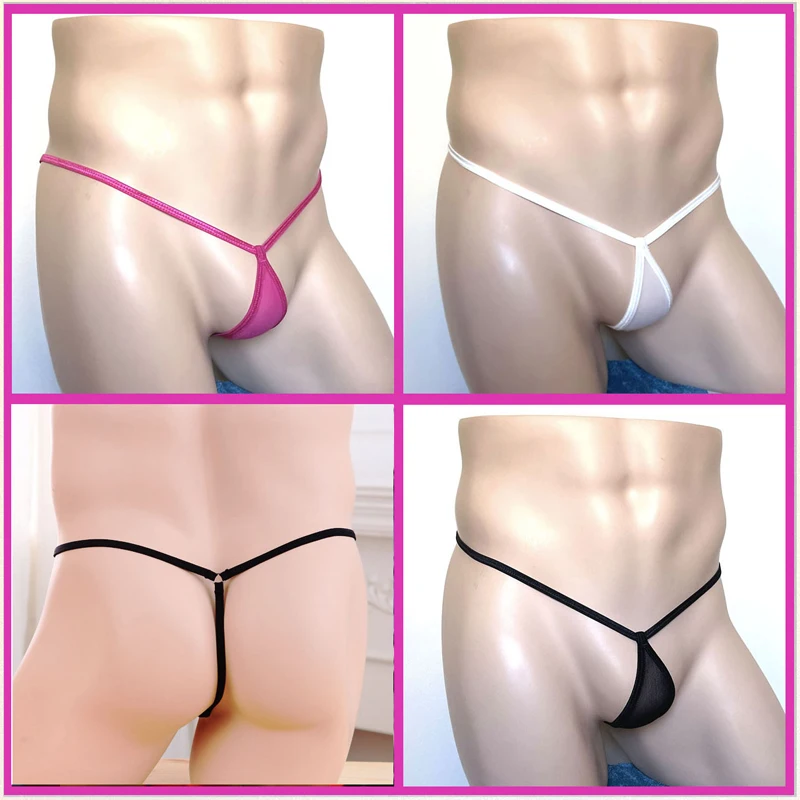 new Men's Mini Thong Adjustable Underwear Ice Silk Mini Penis Pouch G-string Panties Erotic Gay Wear gay underwear jockstrap men