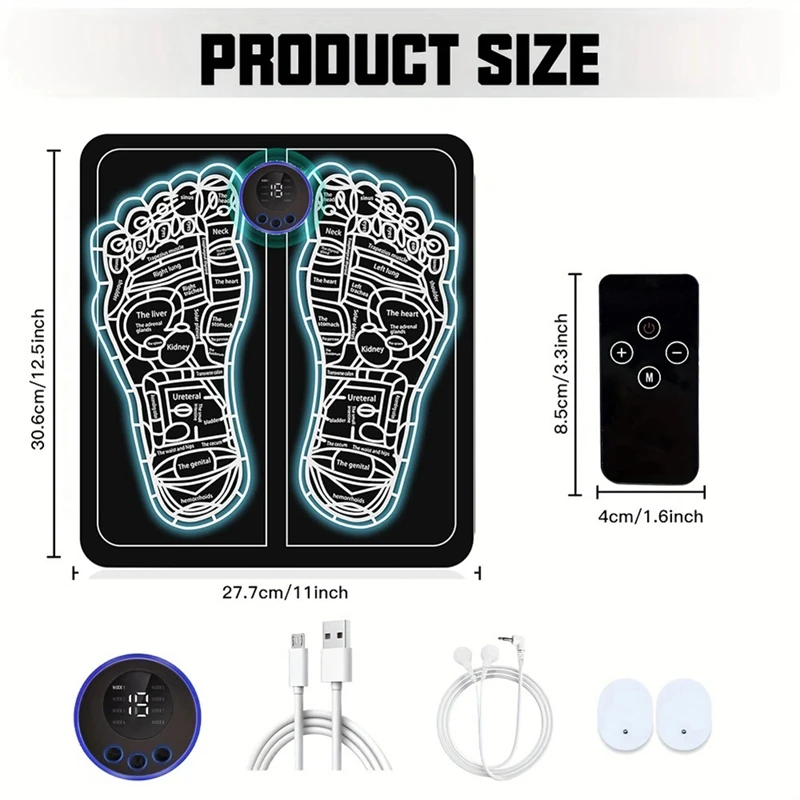 Masajeador de pies de acupuntura, almohadilla de masaje de pies inteligente EMS, fisioterapia de impulso, masajeador de microcorriente, fácil de instalar, 200Mah