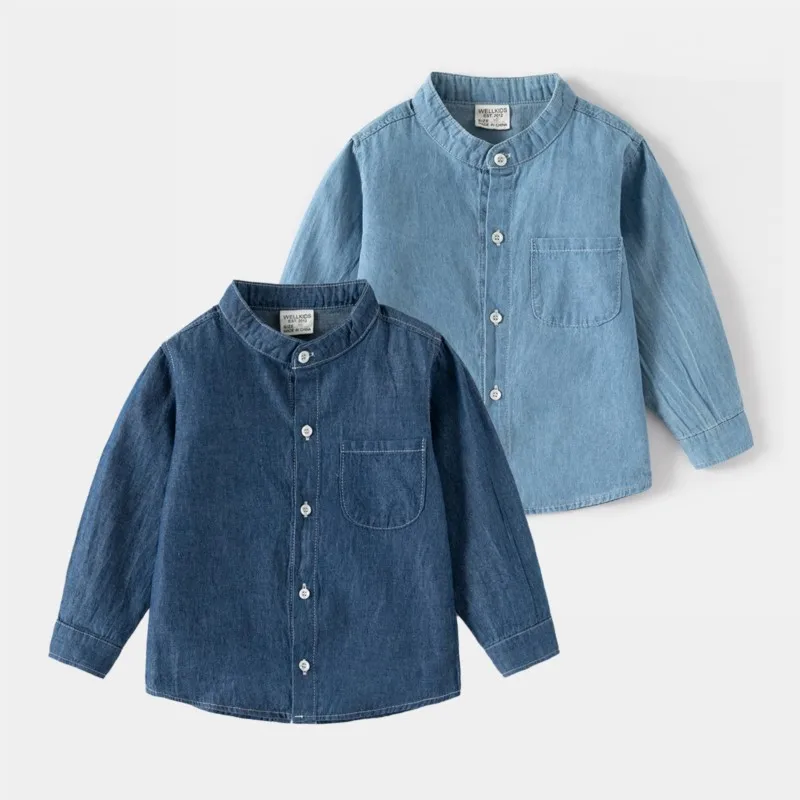 Boys Casual Shirt 2024 Denim Shirt Baby denim thin coat