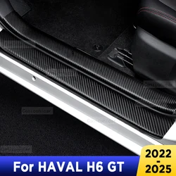 Dla HAVAL H6 GT 2022-2024 osłona tylnej klapy próg drzwi pedału z włókna węglowego akcesoria skórzane naklejki samochodowe