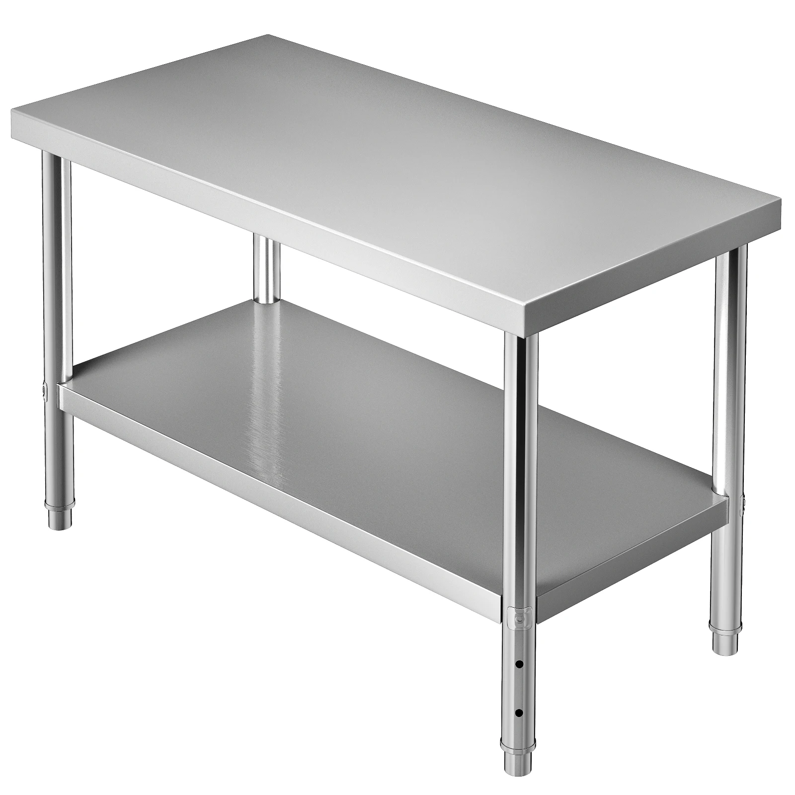 SucceBuy Mesa de preparación de acero inoxidable, capacidad de carga de 550 libras, mesa de trabajo de metal resistente con estación de trabajo ajustable