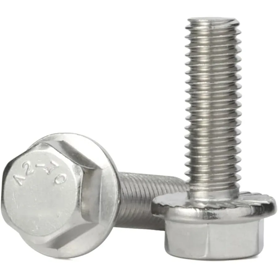 M6 x 8mm 10mm 12mm 16mm 20mm Parafusos sextavados flangeados Variedade de parafusos hexagonais de aço inoxidável 188 304 DIN 6921 Quantidade 25