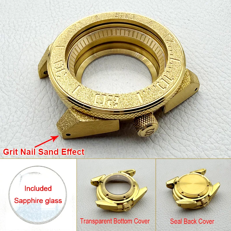 

45mm Gold Mod SRPF Samurai Series Watch Case Fits NH35 NH36 7S 4R Movement 200M Water Resistance Men's Diving Watch Case Custom