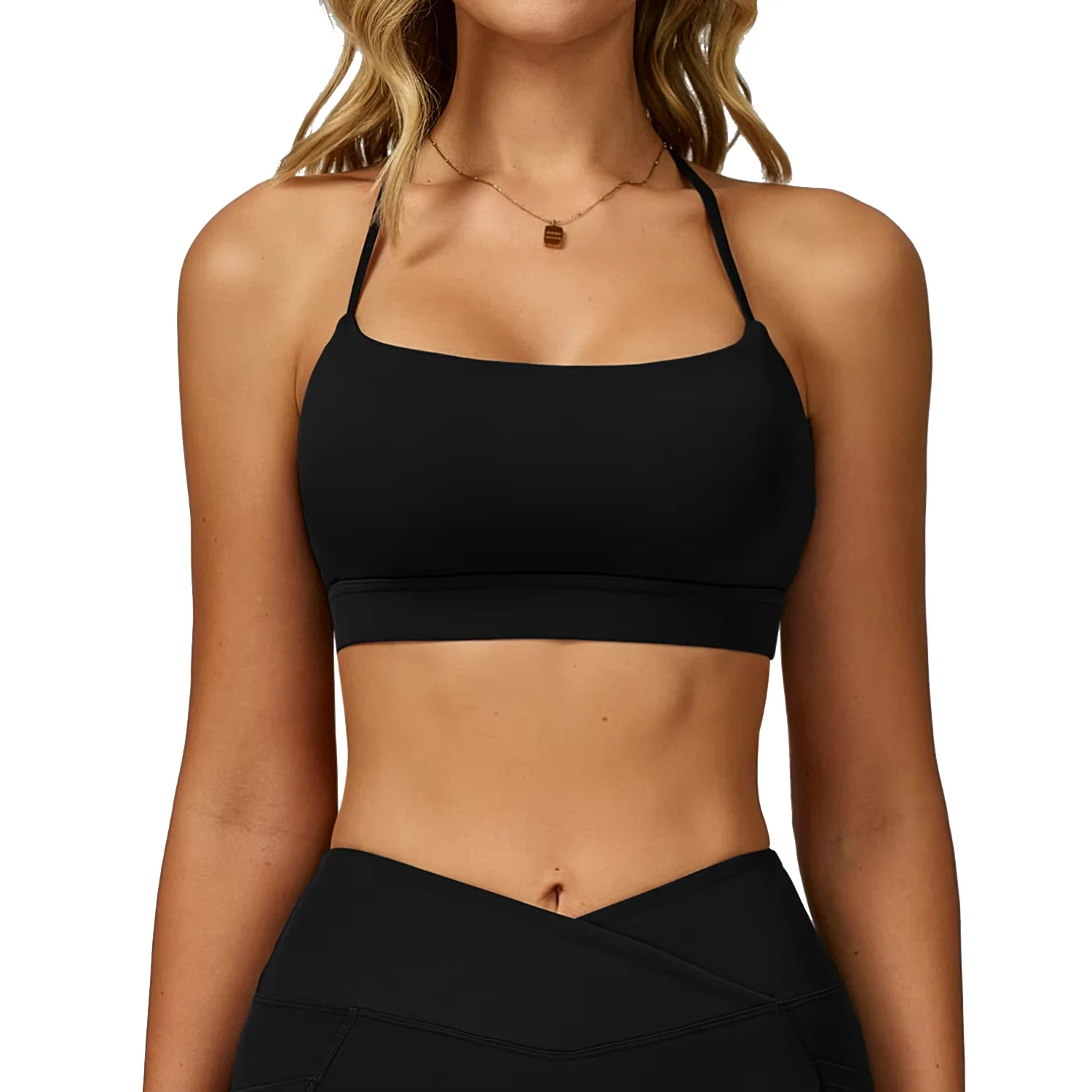 

Women's Cross Back Yoga Bra Seamless Lightweight Breathable Summer Sports Top Strappy Front Workout Top for XL Size