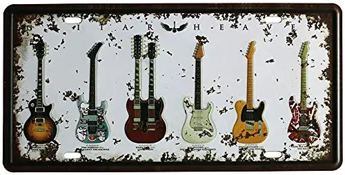 Tin speaking Fashionable Metal Tin Sign Guitar Rock Music Wall Decor Sign 6x12 Inches Designable customization Courtyard