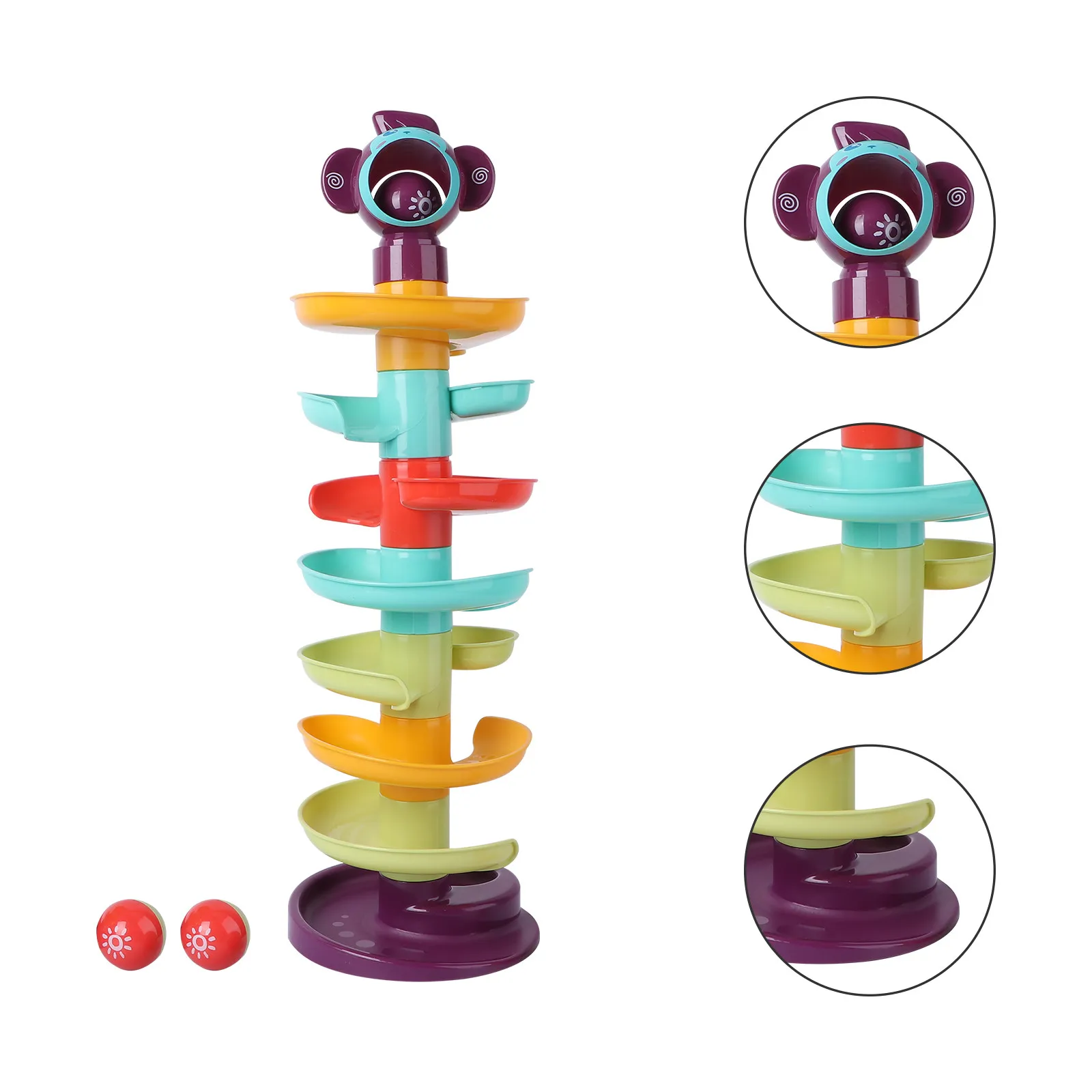 

1Set Rotate Stack Cartoon Early Education Rolling Ball Sliding Rail DIY Assembly Educate Kids Hand Eye