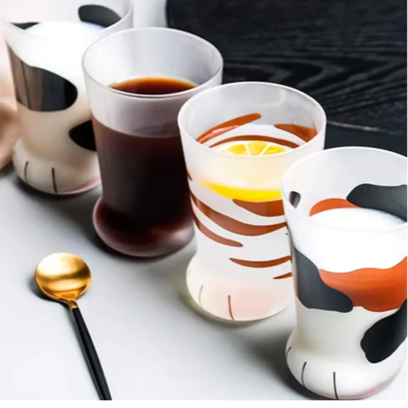 

300ml Cat Feet Paw Shot Glass Novelty Cat Claw Glass Cups Funny Coffee Mugs Household Cups Cat Paw For Milk