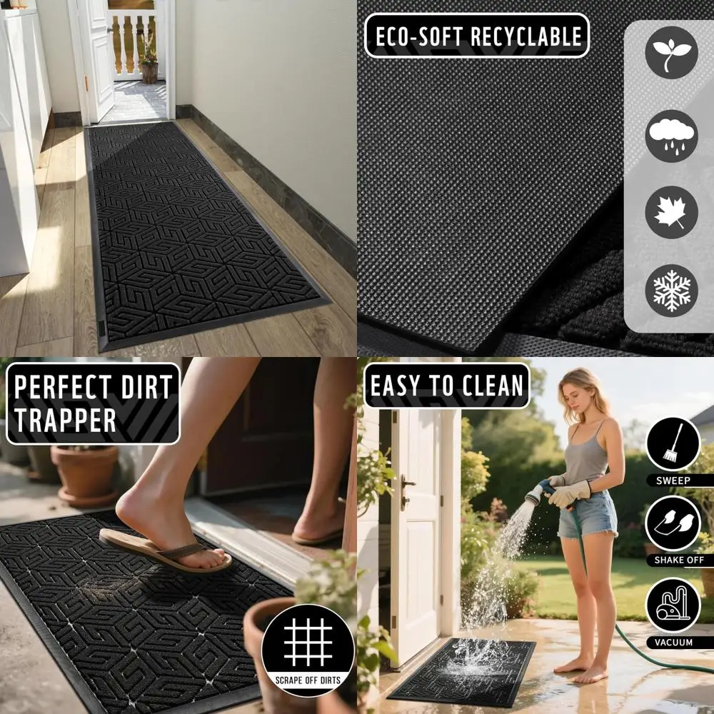 

All-Season Large Waterproof Doormat, 72x24 Non-Slip Natural Rubber Entrance Mat, Stain Resistant