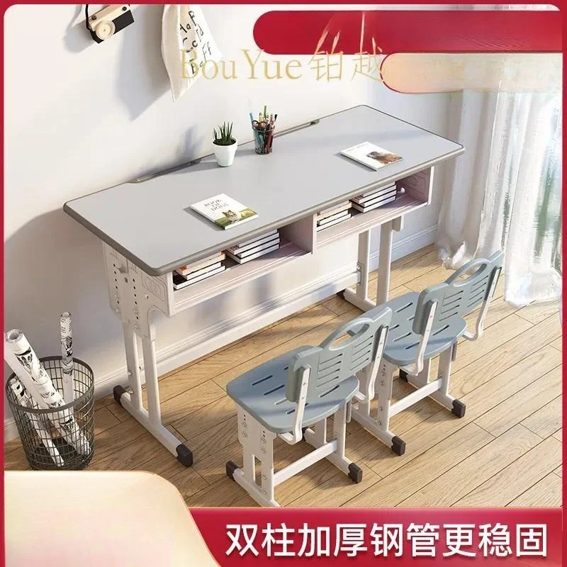 Adjustable Kids Study Desk and Chair Set Ergonomic Height Growing Table for Student Homework Writing Primary School Furniture
