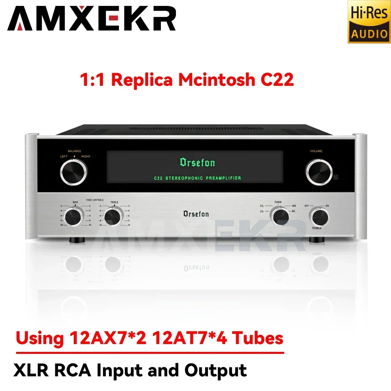 AMXEKR 1:1 Clone Mcintosh C22 HIFI Tube Preamp MM/MC Singing Amplifier 12AT7 Tube 220V/110V Pre Amplifier