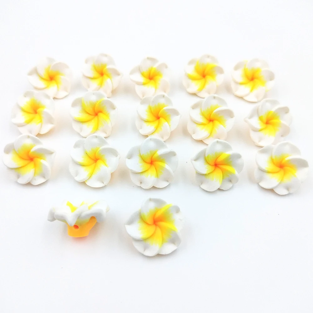 2/6 Uds. De cuentas de flores de arcilla de 20MM, flor de huevo, polímero, joyería hawaiana, fabricación de joyas DIY, collar, pendientes, pinzas para el cabello y