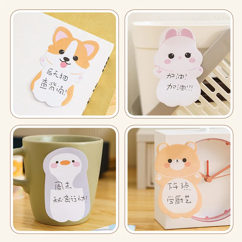 6 pcs/lot Kawaii Cartoon Penguin Rabbit Animals Memo Pad Sticky Notes Memo Notebook N Times Cute Stationery School Supplies