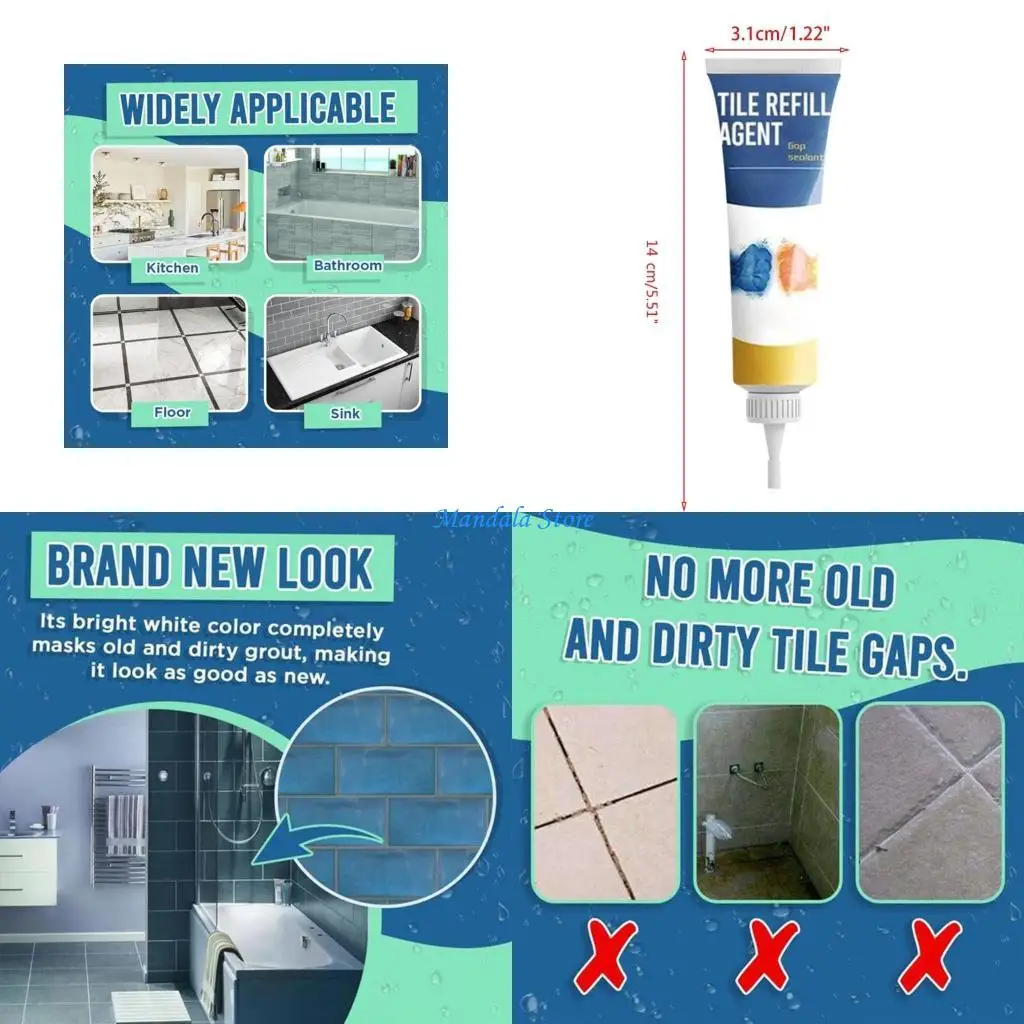 

U2JC Tile Repair Agent Porcelain Filling Mouldproof Cleaner Agent Waterproof 20ml