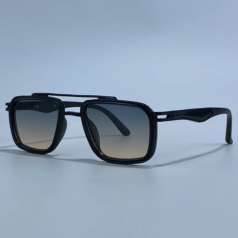 Steampunk Vintage Quadratische Sonnenbrille für Herren 2026 Luxusmarke Doppelbalken-Sonnenbrille für Männer Punk Metallrahmen Brillen UV400 Schutz – Detail 13