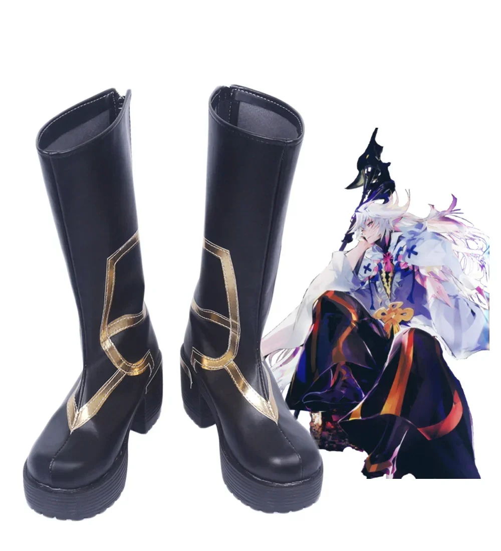 Fate/Grand Order FGO Caster Merlin Cosplay High Heel Boots, Custom Made Shoes, Perfect Fit for Your Costume