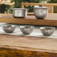 Keith Titanium Kung Fu Tea Cup Set 6pcs, Chinese Teacups Maker Kit, Outdoor Camping Drinkware Titanium Teaweare 200ml