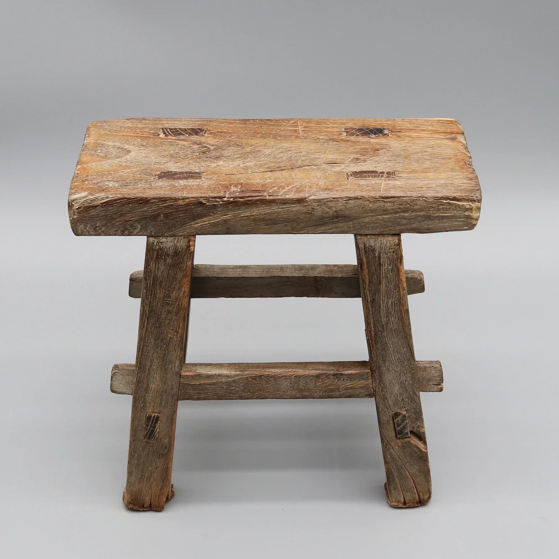 مقعد خشبي صغير، قديم، خشب متين، عتيق صيني #3