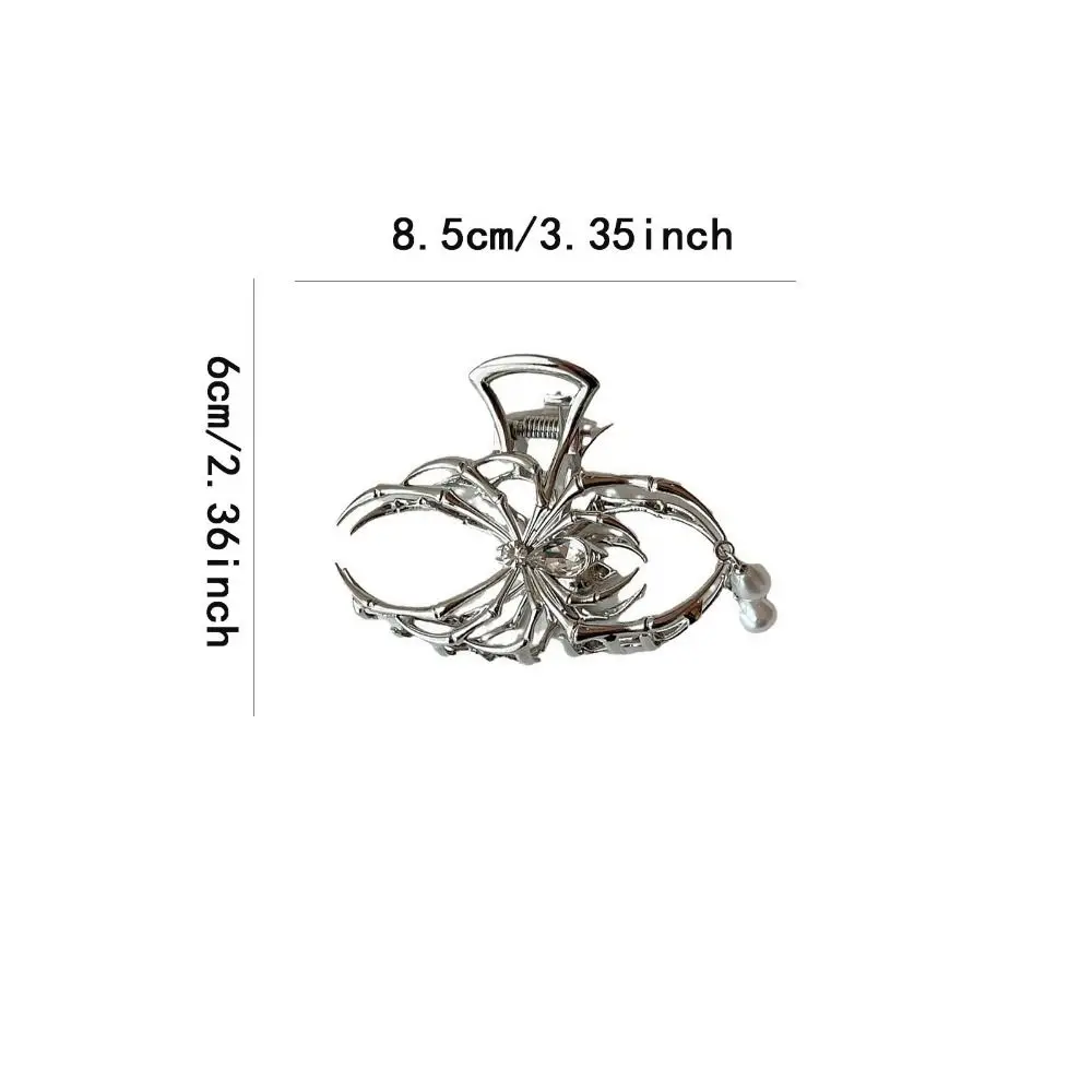 Creative Hollow Spider Hair Claw Pearl rhinestone Large Shark Clip Korean Style Headwear Metal Hair Claw Party - view 6