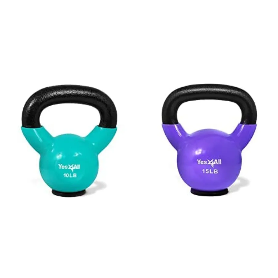 Pesa Rusa Recubierta de Vinilo con Base Protectora de Goma, Juego de Pesas de 10 y 15 Libras, Diseño Duradero en Negro para Uso en el Gimnasio en Casa