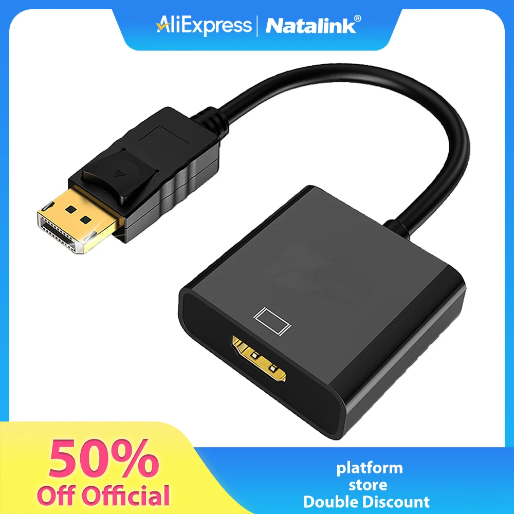 Natalink Active DisplayPort to HDMI Converter Driver-free High Refresh Rate 60Hz 1080P Cable Adapter Notebook PC Desktop
