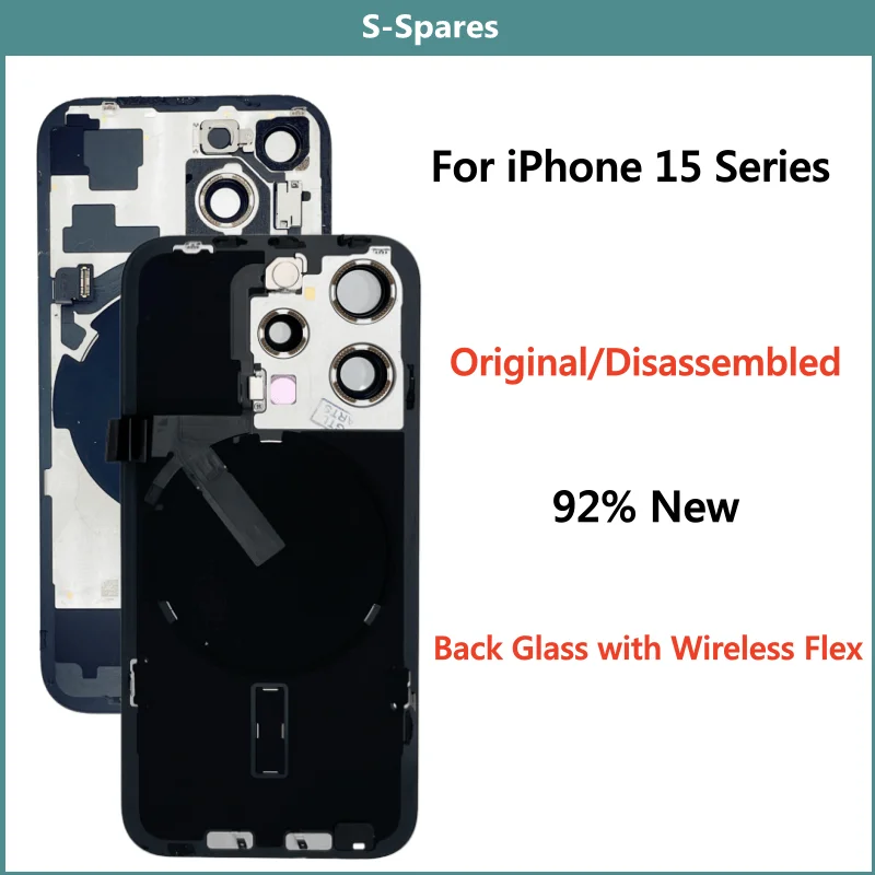 

Оригинальное разобранное заднее стекло с беспроводной гибкой заменой для iPhone 15 Plus 15 Pro Max, 92% новое, с легкими царапинами