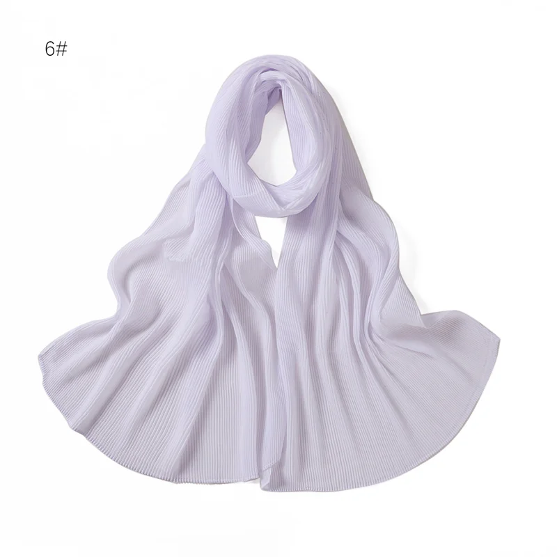 2024 New Solid Color Women Hijab Scarf Crinkle Glitter Muslim Shawls Stretchy Headband Bandana Wrap Soft Sun Protection