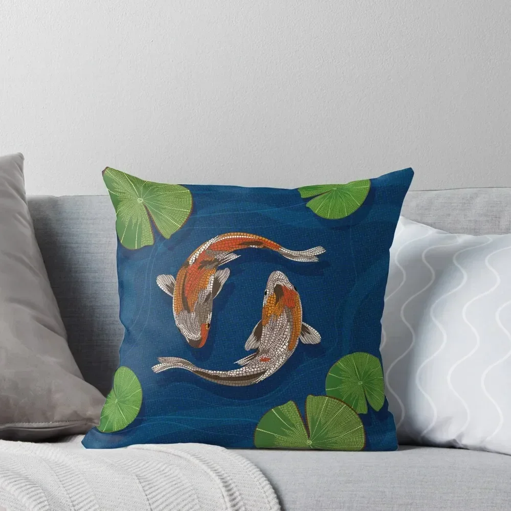 

Koi meets Koi in Waterlily pond (Mosaic) Throw Pillow Embroidered Cushion Cover Pillowcase Cushion pillow