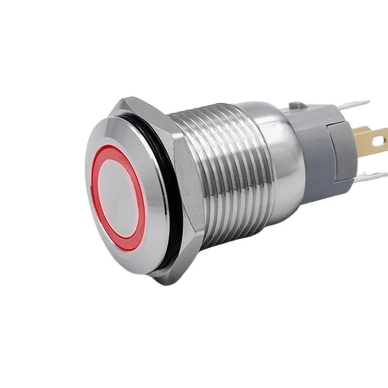 19mm 12V Momentary Silver Waterproof stainless steel LED Power Push Button Metal ON/OFF Switch For Car Boat Motor