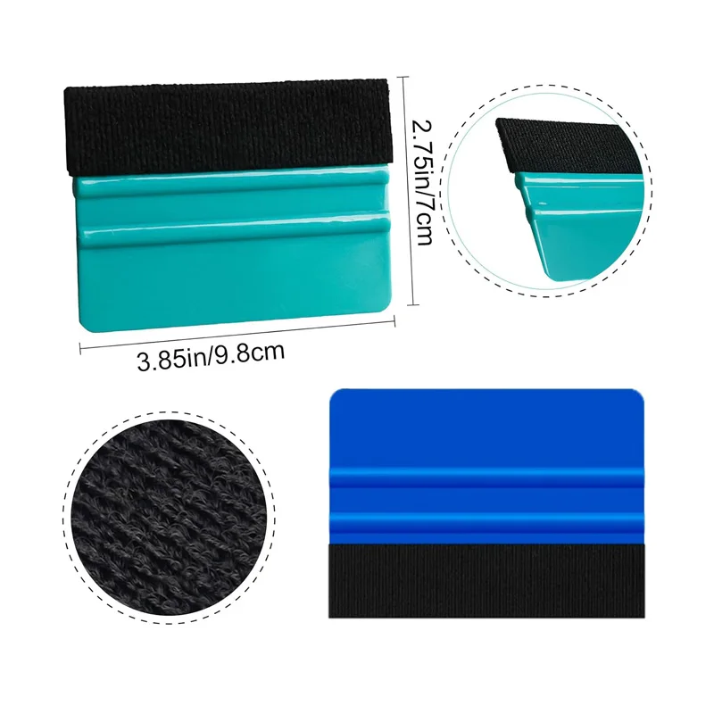 10Pcs Plastic Felt Edge Squeegee for Vinyl 4Inch Car Vinyl Wrap Squeegee Applicator Tool for Window Tint Wallpaper Decal Sticker